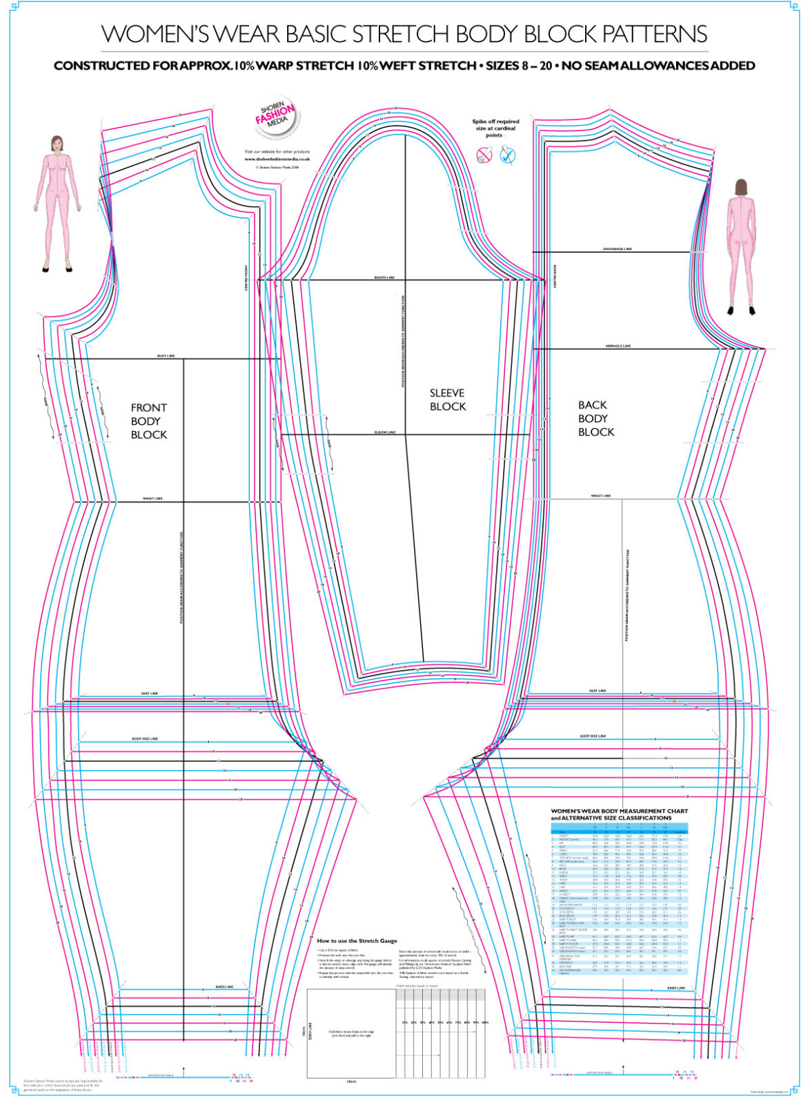 Womens Stretch Body Block Pattern - Shoben Fashion Media